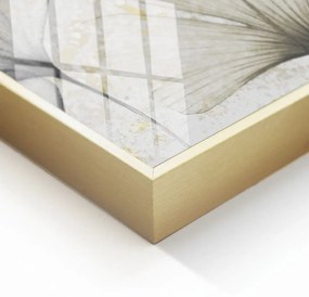 Keretezett üveg falikép, arany-fekete ginko biloba, 50x125 cm, fehér - GINKO NOR ET OR