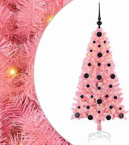 vidaXL Karácsonyfa 150 LED-del állvánnyal Rózsaszín 120 cm PVC