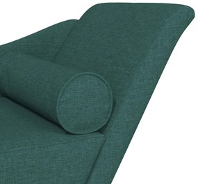 sötétzöld szövet dívány párnával