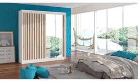 Tükrös SANTINO gardróbszekrény 203x215 cm, fehér/craft tölgy