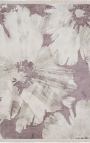 Modern szőnyeg nappaliba 160x230cm,krém lila virágokkal