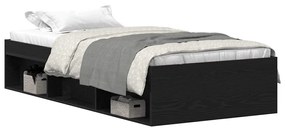 fekete tölgy színű szerelt fa ágykeret matrac nélkül 90x190 cm