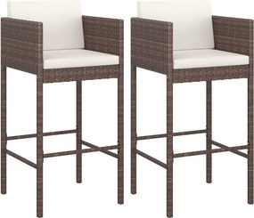 vidaXL 2 db barna polyrattan bárszék párnával