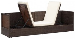 barna polyrattan kerti ágy hát- és ülőpárnákkal