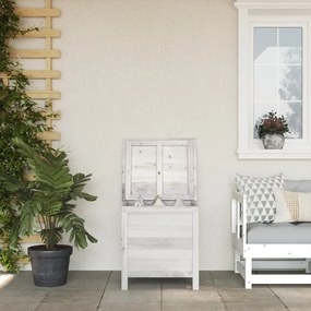 vidaXL fehér tömör fenyőfa kerti tárolóláda 50x49x56,5 cm