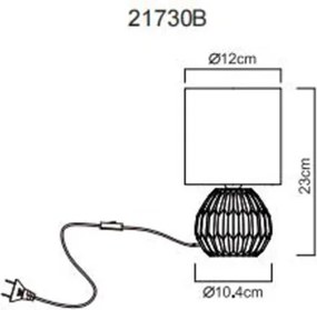 Globo 21730B Asztali lámpa, kerámia kék, textil kék, kábel PVC fehér, billenőkapcsoló a kábelen, ø: 120mm, M: 230mm, kábel hossza 1300mm, 1x E14 40W 230V izzó nélkül