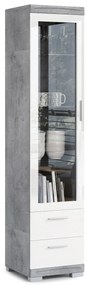 Szekrény (üvegszekrény) SIMPLE KWD1SZ2 BETON / FEHÉR FÉNYES