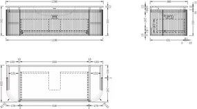 AREZZO design SIERRA 120 cm-es Fürdőszoba alsószekrény 1 fiók, 2 ajtó, tölgy