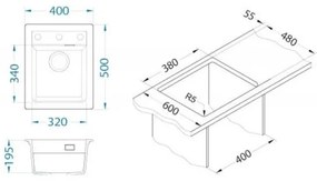 ALVEUS 1139771 - Mosogató ATROX 50x40 cm gránit/fekete