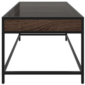barna tölgy végtelen hatású LED-es dohányzóasztal 90x50x41 cm