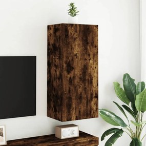 füstös tölgy színű szerelt fa fali TV-szekrény 40,5x30x90 cm