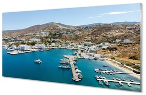 Üvegképek Görögország Coast hegyi város 120x60cm