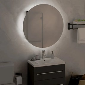 fekete fürdőszobaszekrény kerek tükörrel/LED-del 47x47x17,5 cm