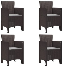 5 darabos kerti étkezőszett párnákkal Brown Poly Rattan