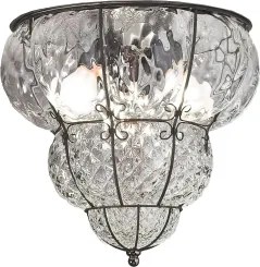 SIRU- Mennyezeti lámpa CLASSIC 3xE14/40W/230V átm. 25 cm átlátszó/fekete Velencei üveg