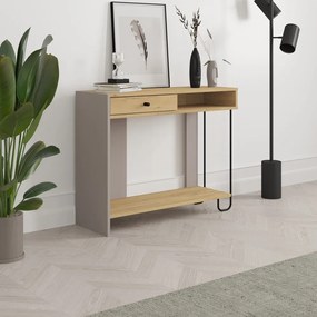 Konzolasztal tölgyfa dekoros asztallappal 35x100 cm Saturne – Marckeric