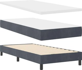 vidaXL LED Box Spring Ágy matracmal Sötétszürke 90 x 200 cm Bársony