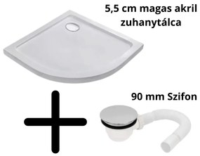 Stuxi Nizza 80x80 cm íves két tolóajtós zuhanykabin 6 mm vízlepergető biztonsági üveggel, króm elemekkel, 190 cm magas, zuhanytálcával és szifonnal