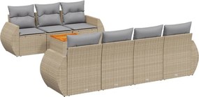 vidaXL 8 részes bézs polyrattan kerti ülőgarnitúra párnával