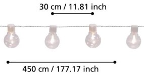 Eglo 900238 - LED Kültéri dekoratív lánc PARTAJ 16xLED/0,064W/24V IP44 fehér