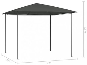 antracitszürke pavilon 3 x 3 x 2,6 m 160 g/m²