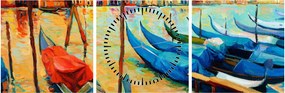 Kép - Velencei kikötő (órával) (90x30 cm)