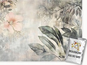 Fotótapéta Levelek Vintage Virágok Beton Hálószoba Nappali Tapéta 250x175