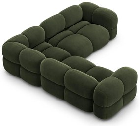 Zöld bársony sarokkanapé Loretto – Cosmopolitan Design