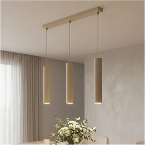 Brilagi - Kábelre függesztett csillár TUBE 3xGU10/15W/230V bézs/arany