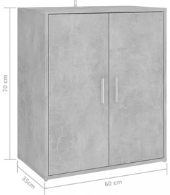 betonszürke szerelt fa cipősszekrény 60 x 35 x 70 cm