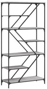 szürke sonoma szerelt fa és acél könyvespolc 91x36x176 cm