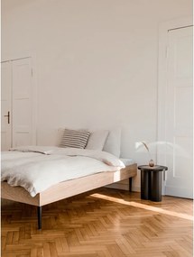 Fekete forgácslemez franciaágy ágytámla nélkül ágyráccsal 160x200 cm Streiko – noo.ma