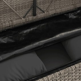 szürke polyrattan akácfa kerti pad párnával