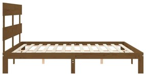 mézbarna tömör fa ágykeret fejtámlával 200 x 200 cm