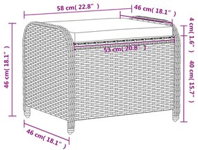 barna polyrattan kerti szék párnával 58 x 46 x 46 cm