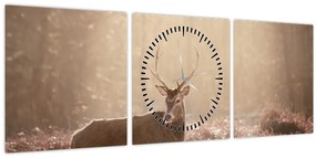 Kép - Szarvas az erdőben (órával) (90x30 cm)