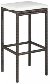 5 darabos barna polyrattan kerti bárszett párnákkal