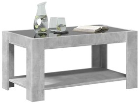 Betonszürke szerelt fa dohányzóasztal LED-del 93 x 53 x 45 cm