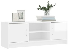 magasfényű fehér szerelt fa TV-szekrény 102x30x37,5 cm