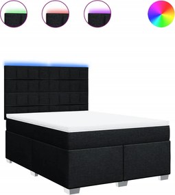 vidaXL fekete szövet rugós ágy matraccal 140 x 190 cm