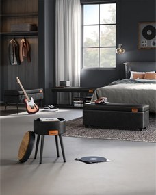 ECHO pad műbőr, ottomán, műbőr borítással, tintafekete 120x40x45cm