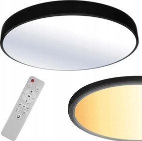 Mennyezeti lámpa Led panel Plafon Kerek Falra szerelhető Fekete Távirányító 3 szín