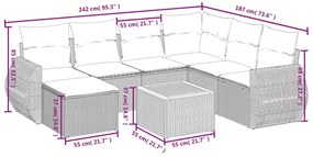 8-részes szürke polyrattan kerti ülőgarnitúra párnákkal