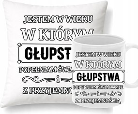 Párna Bögre Vicces szett Hülyéket követek el tudatosan a kollégámnak