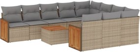 vidaXL 11 részes bézs polyrattan kerti ülőgarnitúra párnákkal