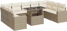 vidaXL 10 részes bézs polyrattan kerti ülőgarnitúra párnával