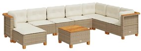 vidaXL 9 részes bézs polyrattan kerti ülőgarnitúra párnákkal