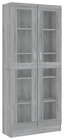szürke sonoma szerelt fa vitrinszekrény 82,5x30,5x185,5 cm