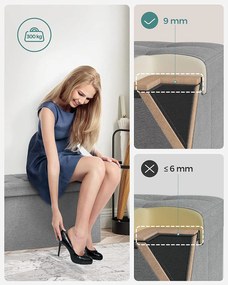 Összecsukható puff ülés, ottomán, 80 l, világosszürke, 76 x 38 x 38 cm