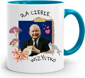 Kék Vicces Bögre Jaroslaw Kaczynski fényképes nyomattal